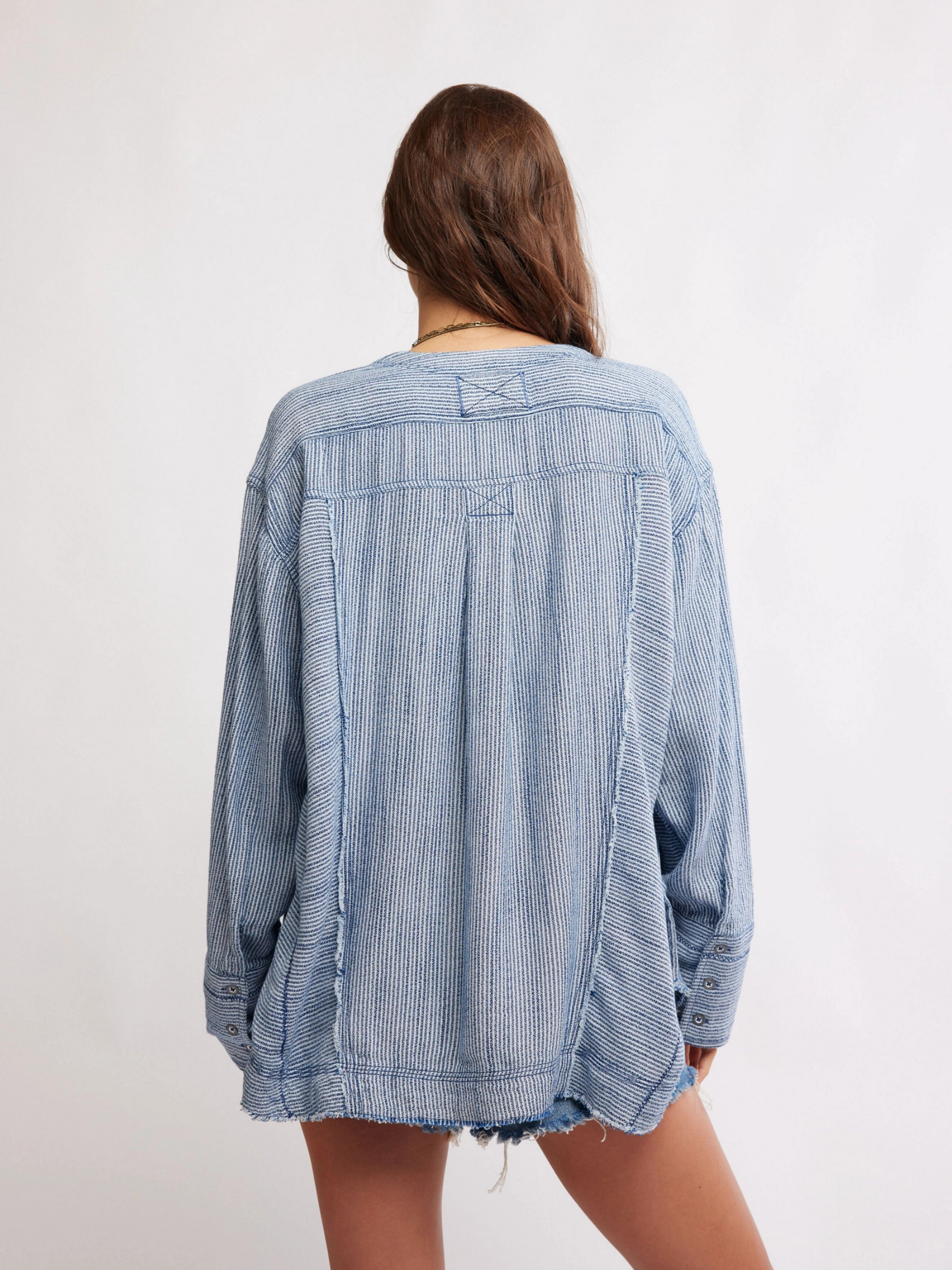 FREE PEOPLE-By the Shore Shirt-Indigo Stripe