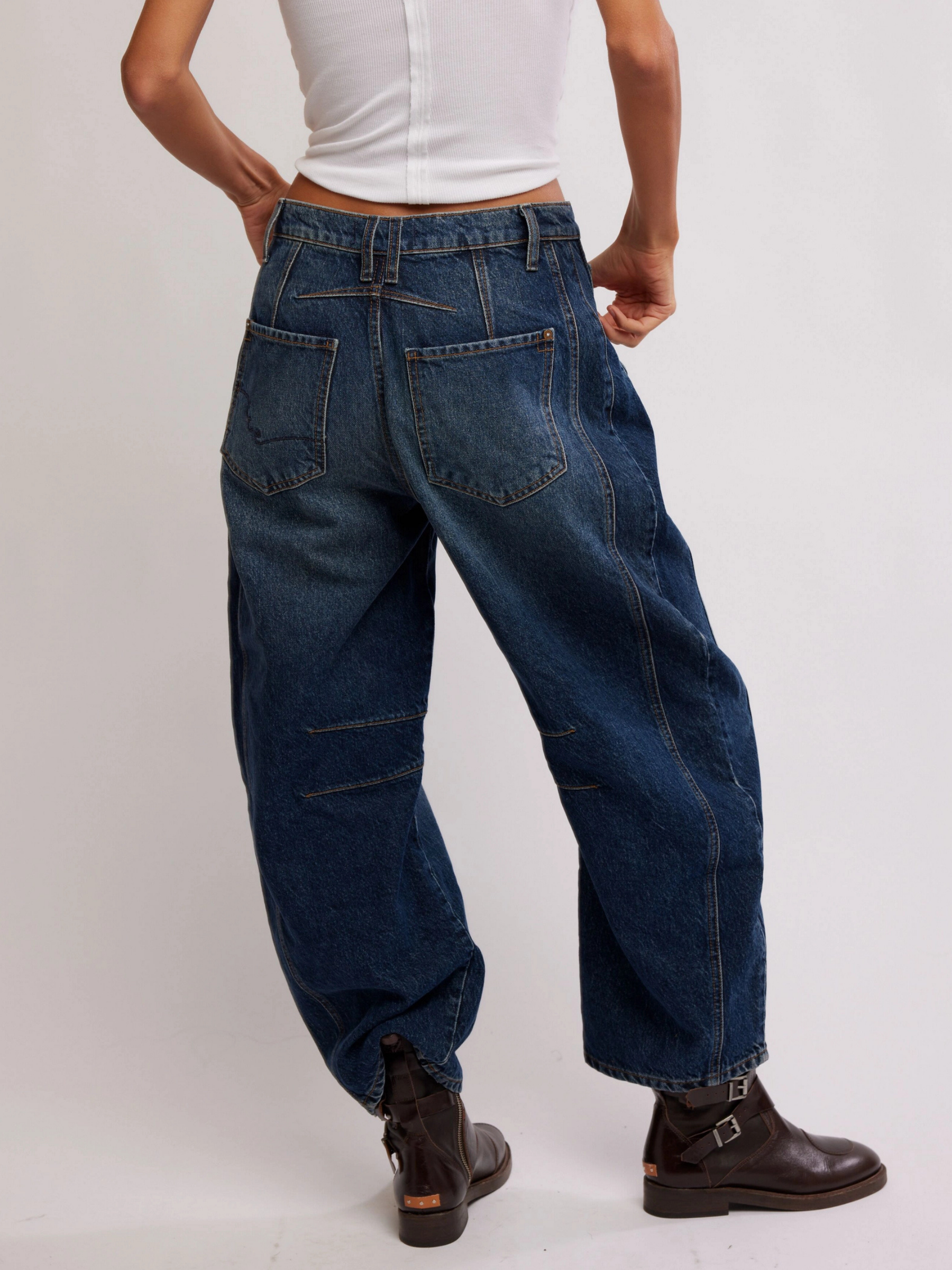 FREE PEOPLE-Good Luck Barrel Jeans-Deep End