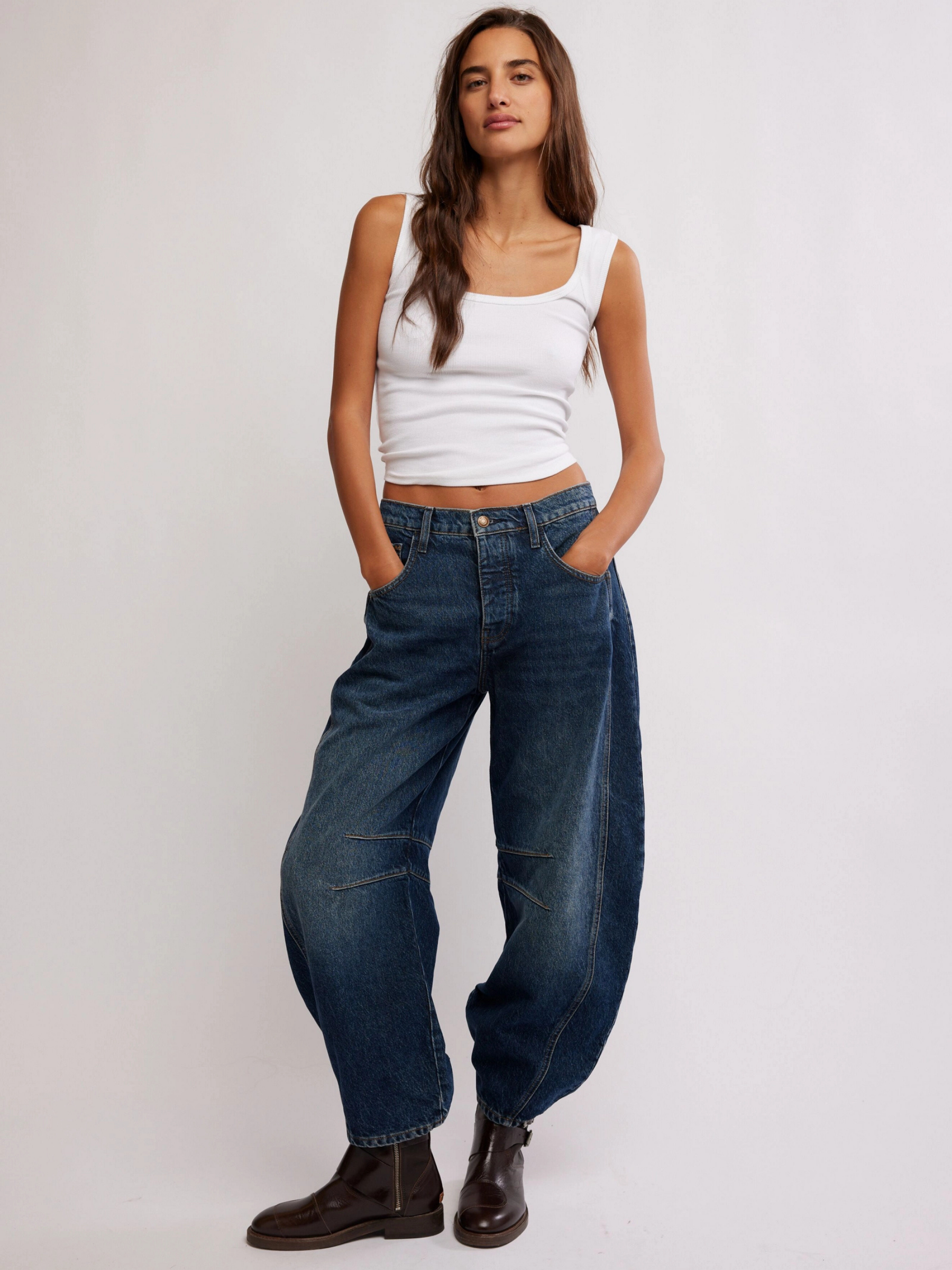 FREE PEOPLE-Good Luck Barrel Jeans-Deep End