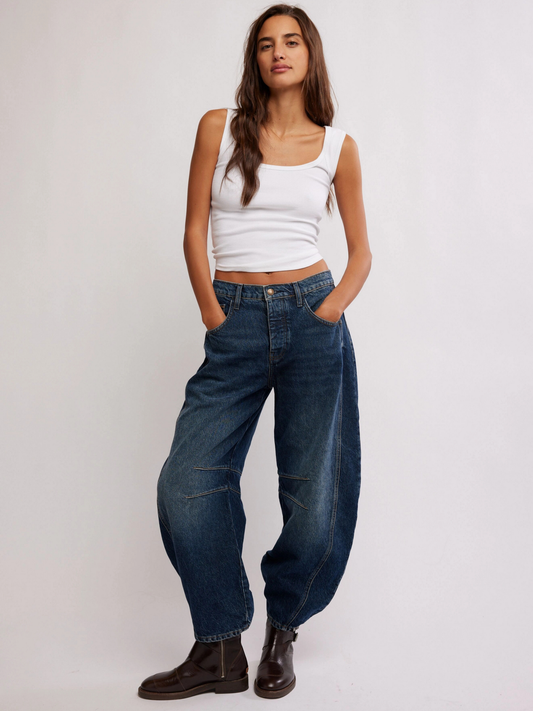 FREE PEOPLE-Good Luck Barrel Jeans-Deep End