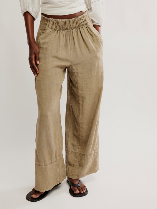 FREE PEOPLE-Day's End Linen Pull On Pant-Caiman