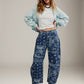 FREE PEOPLE - Good Luck Printed Barrel Jeans - 