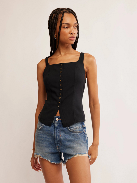 FREE PEOPLE-A Moment in Time Vest-Black