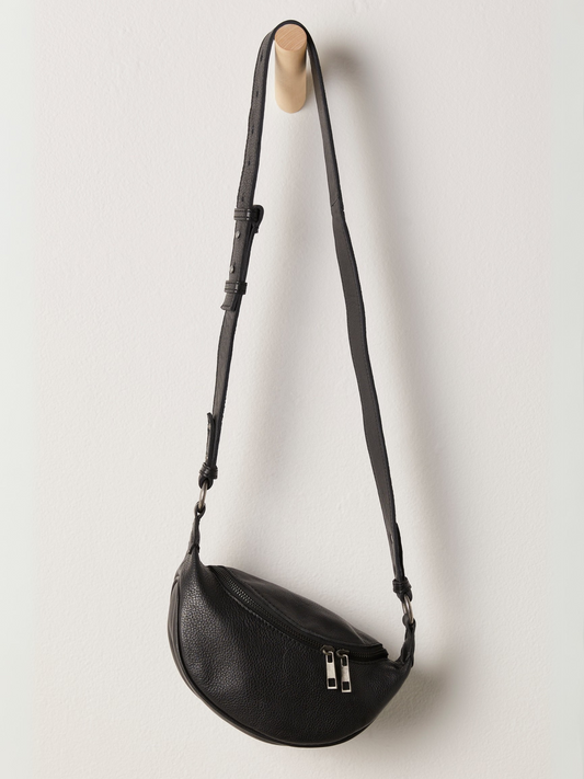 FREE PEOPLE-Palmer Leather Crossbody-Black