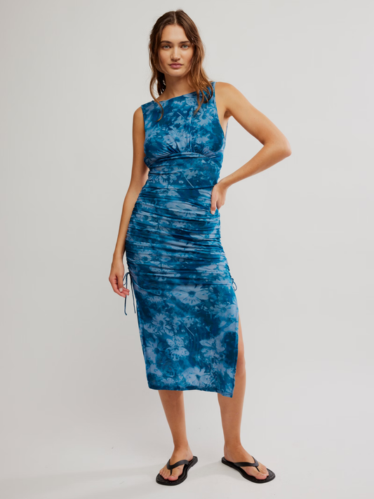 FREE PEOPLE-Take Me Away Midi Dress-Indigo Combo