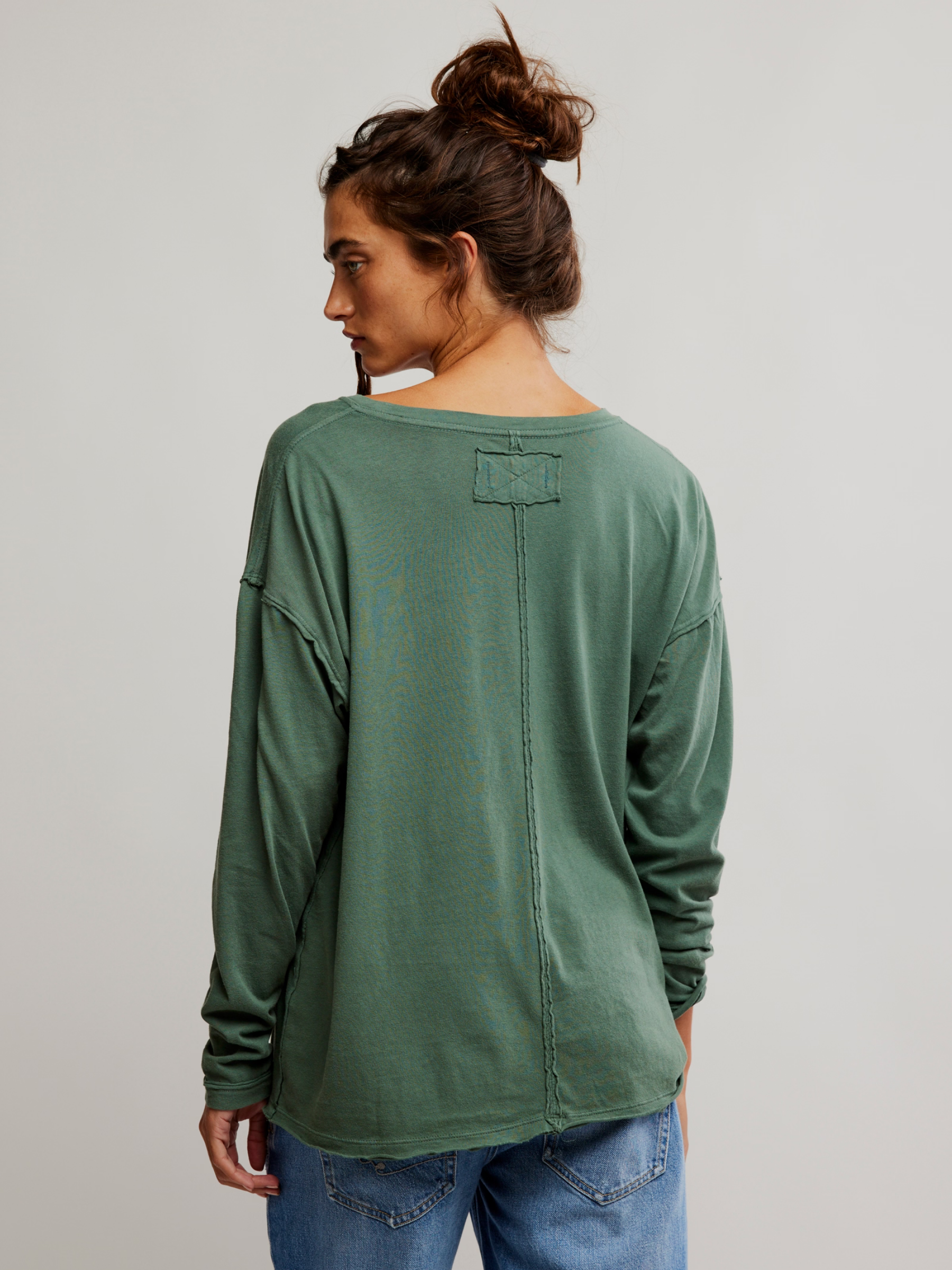 FREE PEOPLE-Nina Cotton Oversized Longsleeve Tee-Flowering