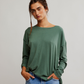 FREE PEOPLE-Nina Cotton Oversized Longsleeve Tee-Topiary
