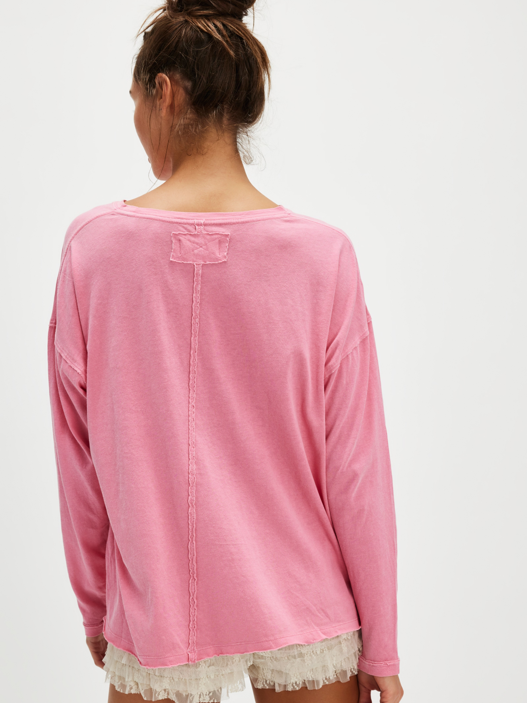 FREE PEOPLE-Nina Cotton Oversized Longsleeve Tee-Flowering