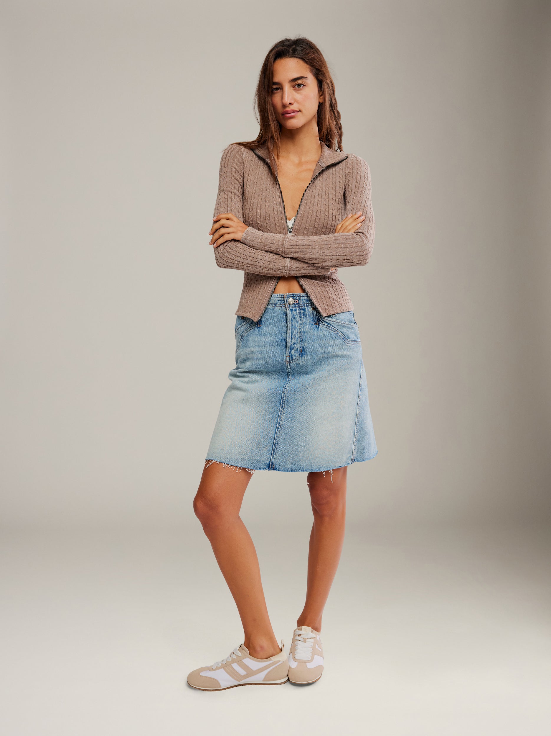 FREE PEOPLE - Brunch Girl Zip Up Sweater - 