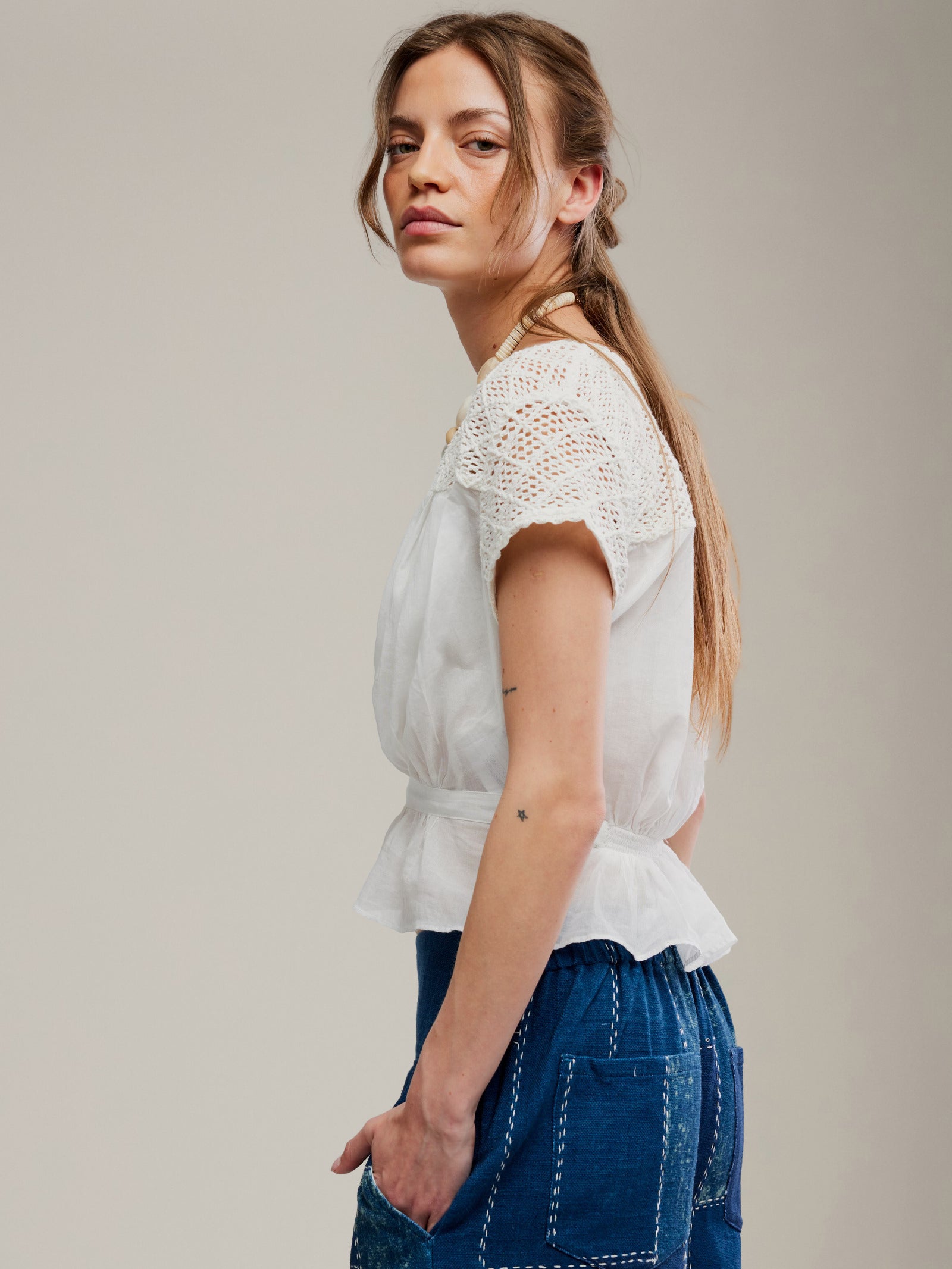 FREE PEOPLE - Gemma Embroidered Top - 