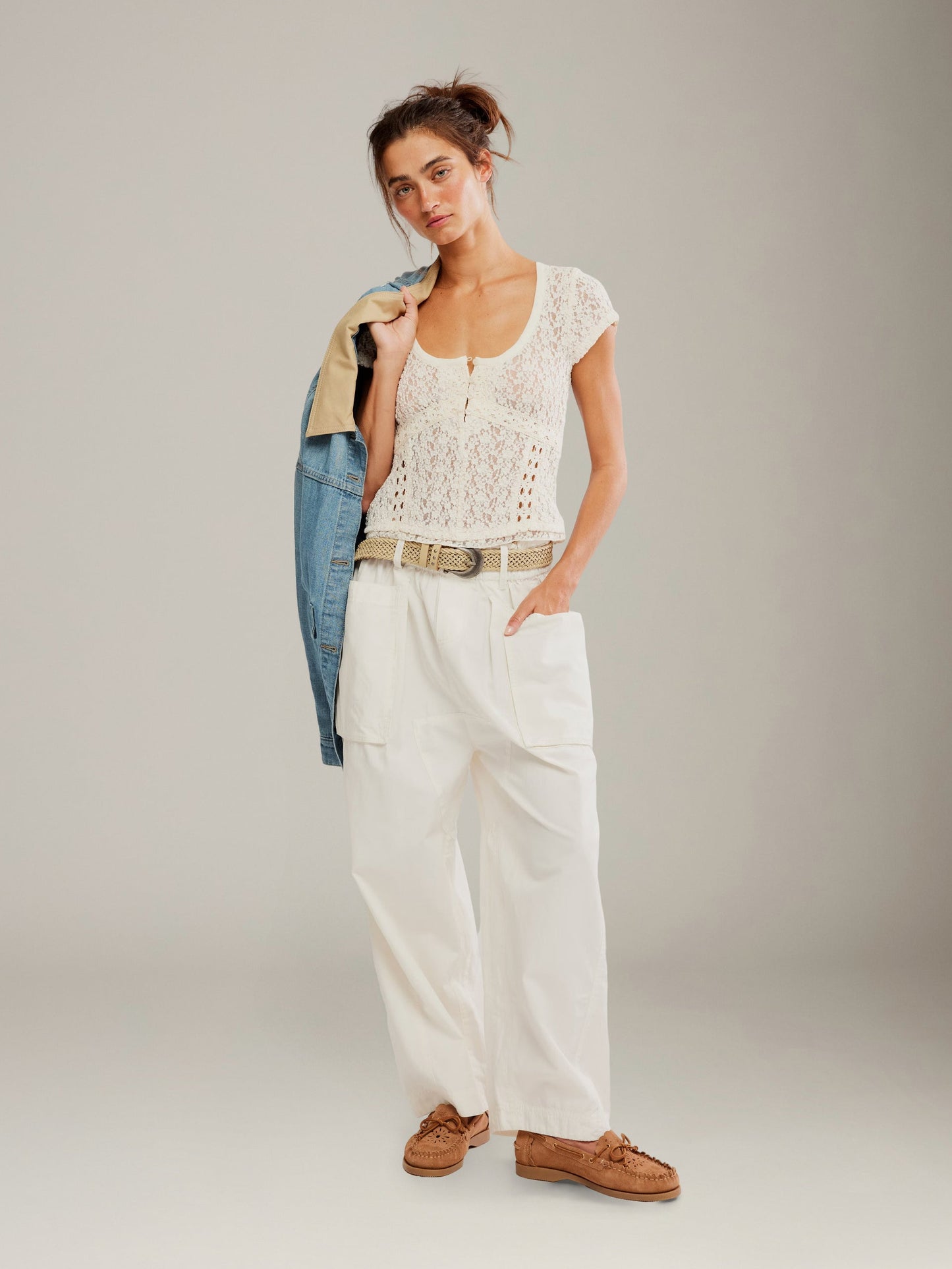 FREE PEOPLE - Claro Shortsleeve Lace T-Shirt - Whisper White