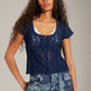FREE PEOPLE - Claro Shortsleeve Lace T-Shirt - 