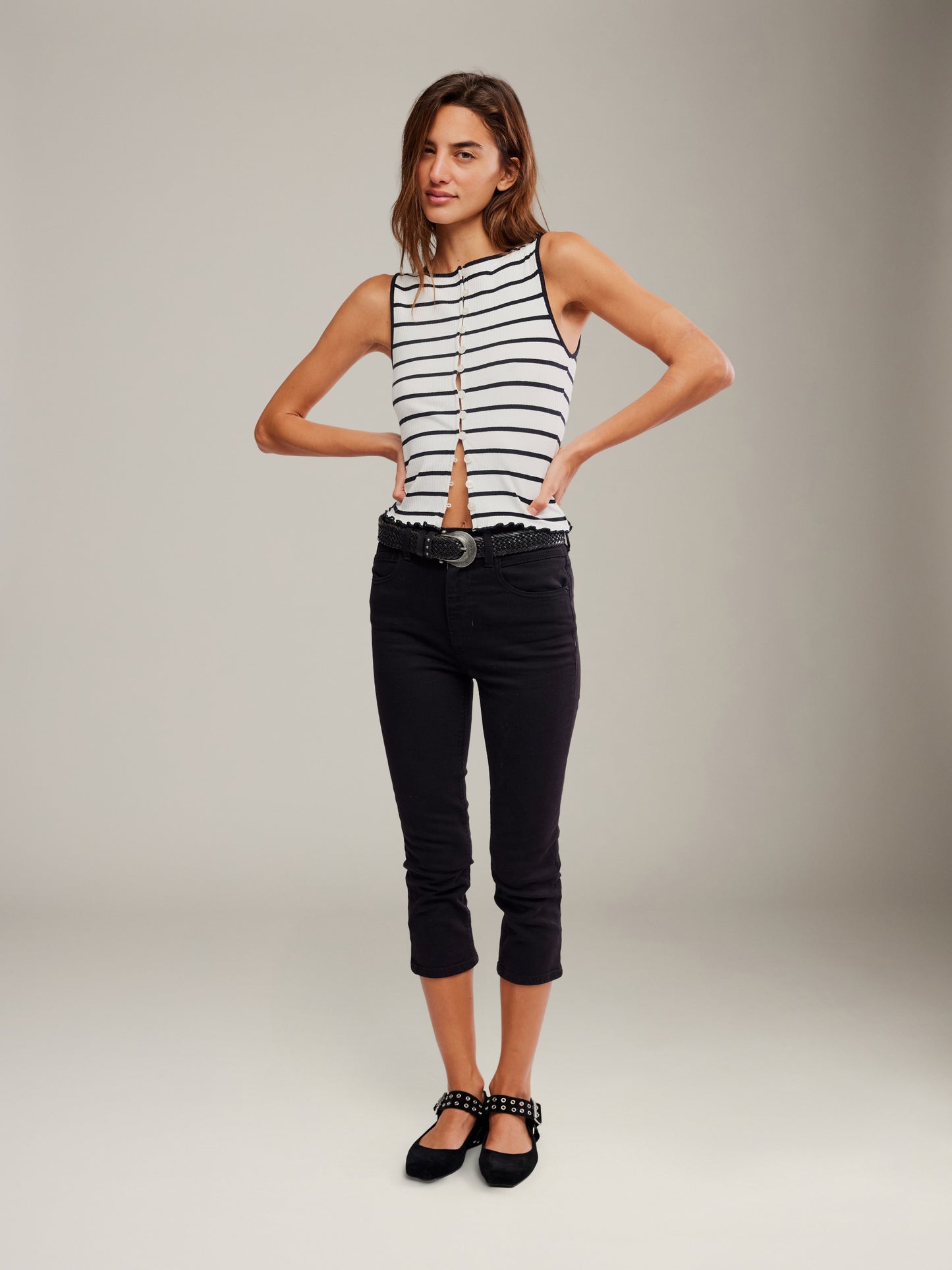 FREE PEOPLE - Tilly Striped Tank - Black White Combo
