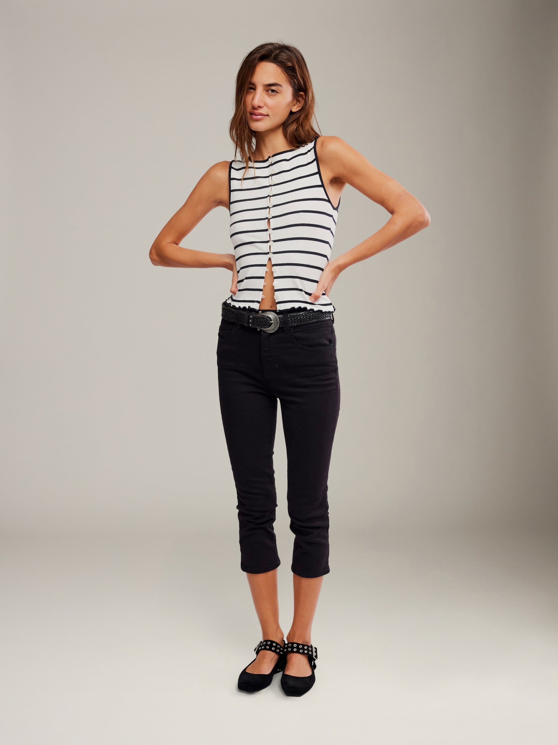 FREE PEOPLE - Tilly Striped Tank - Black White Combo