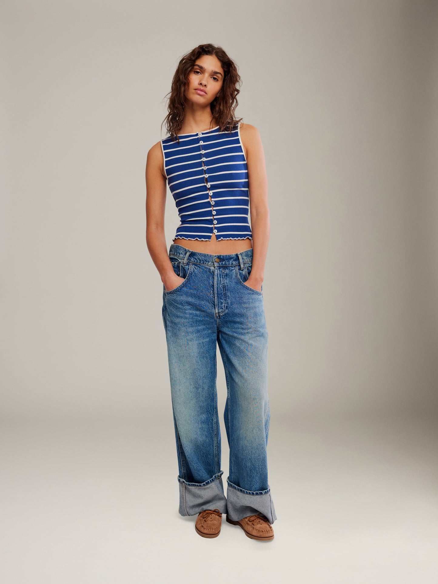 FREE PEOPLE - Tilly Striped Tank - Navy Combo