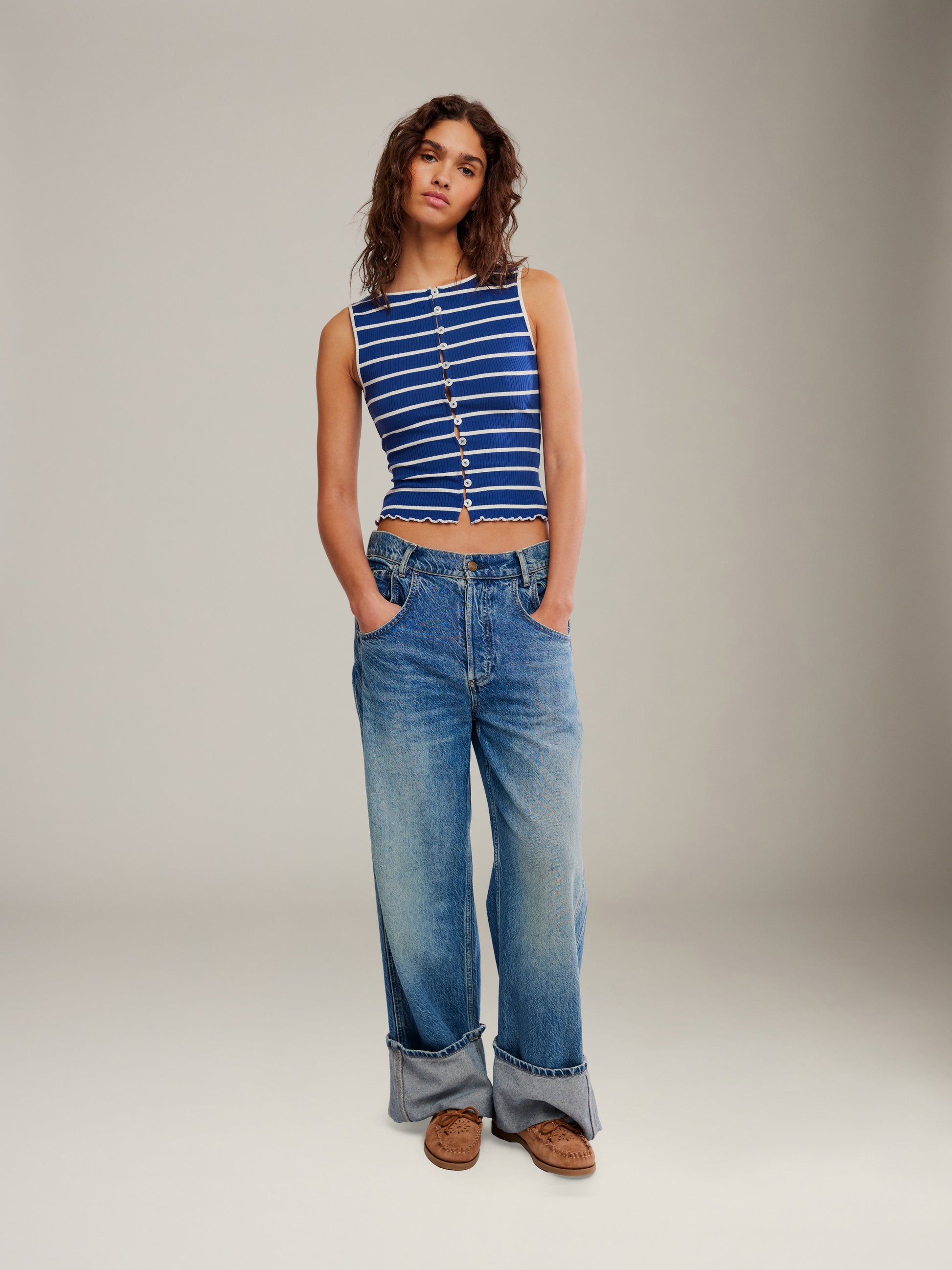 FREE PEOPLE - Tilly Striped Tank - Navy Combo