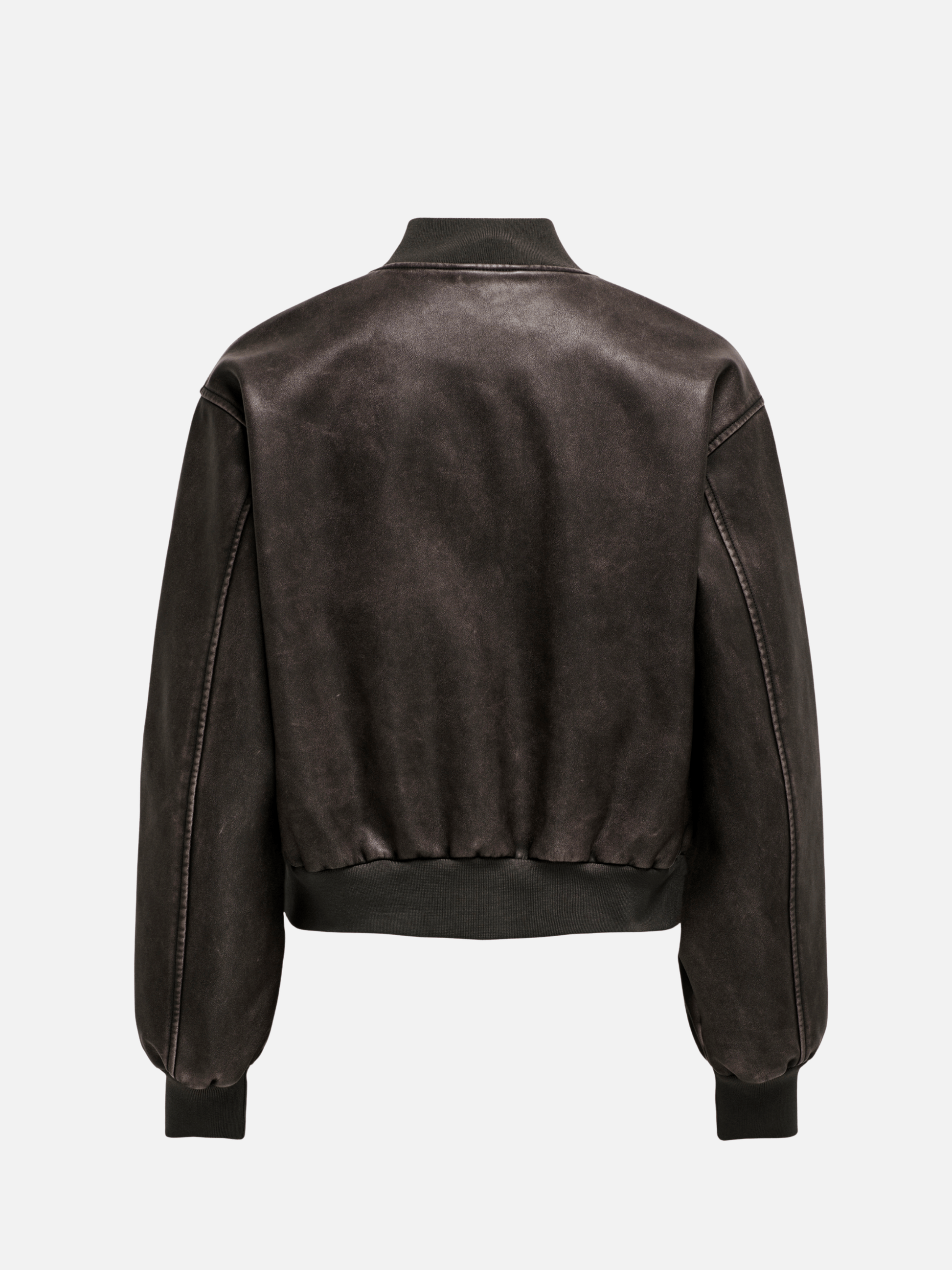 ONLY-Jane Faux Leather Bomber Jacket-Chocolate Brown