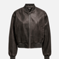 ONLY-Jane Faux Leather Bomber Jacket-Chocolate Brown