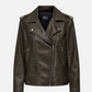ONLY-Numa Faux Leather Biker Jacket-Chocolate Chip Washed