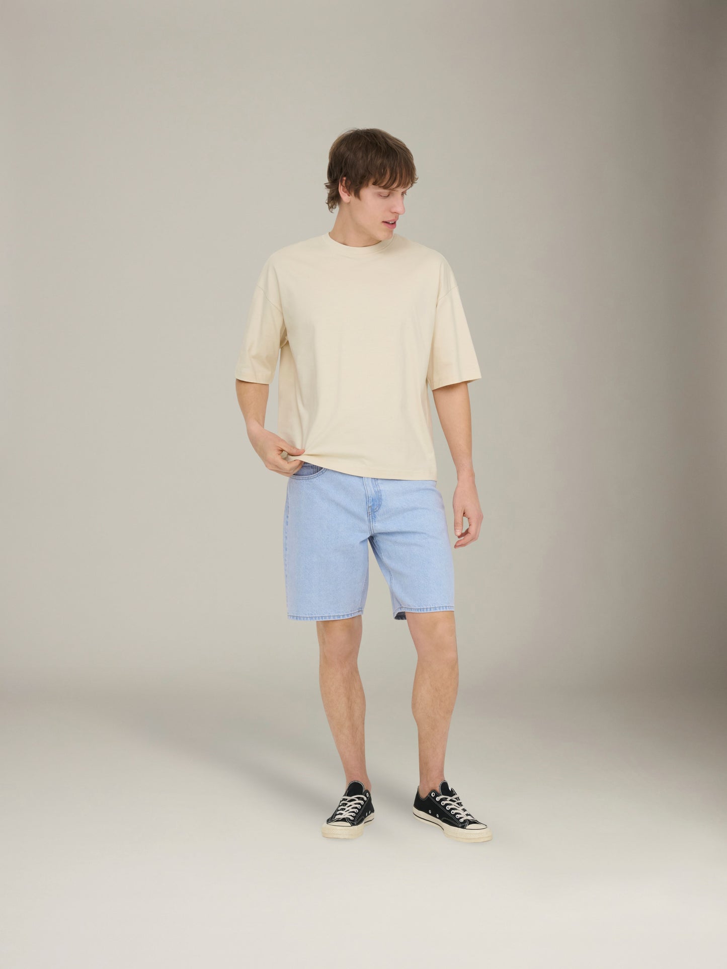 ONLY & SONS - Fred Relaxed Shortsleeve Crop T-Shirt - Bone White