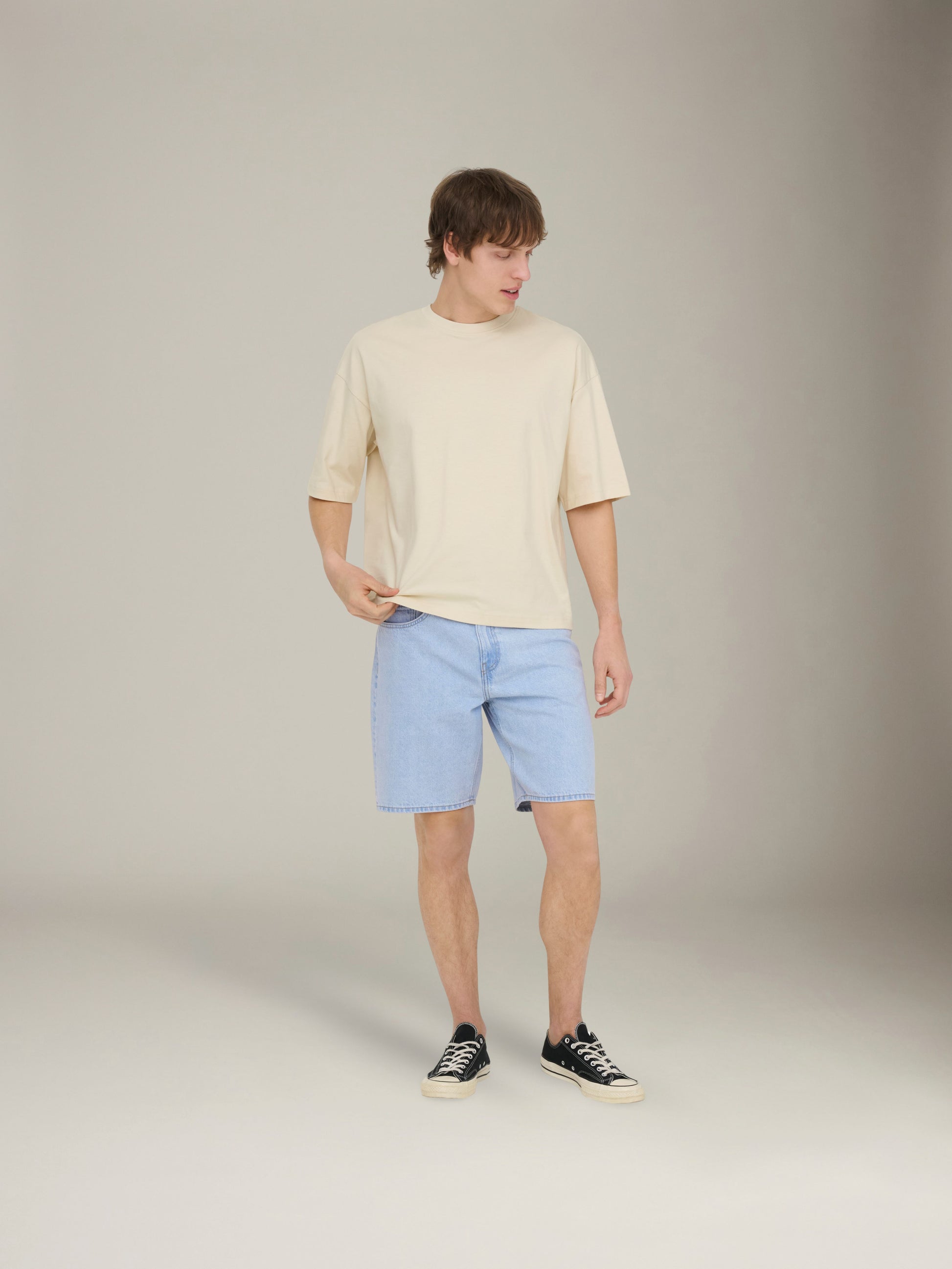 ONLY & SONS - Fred Relaxed Shortsleeve Crop T-Shirt - Bone White