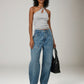 FREE PEOPLE - Good Luck Barrel Jeans - Ultra Light Beam - 