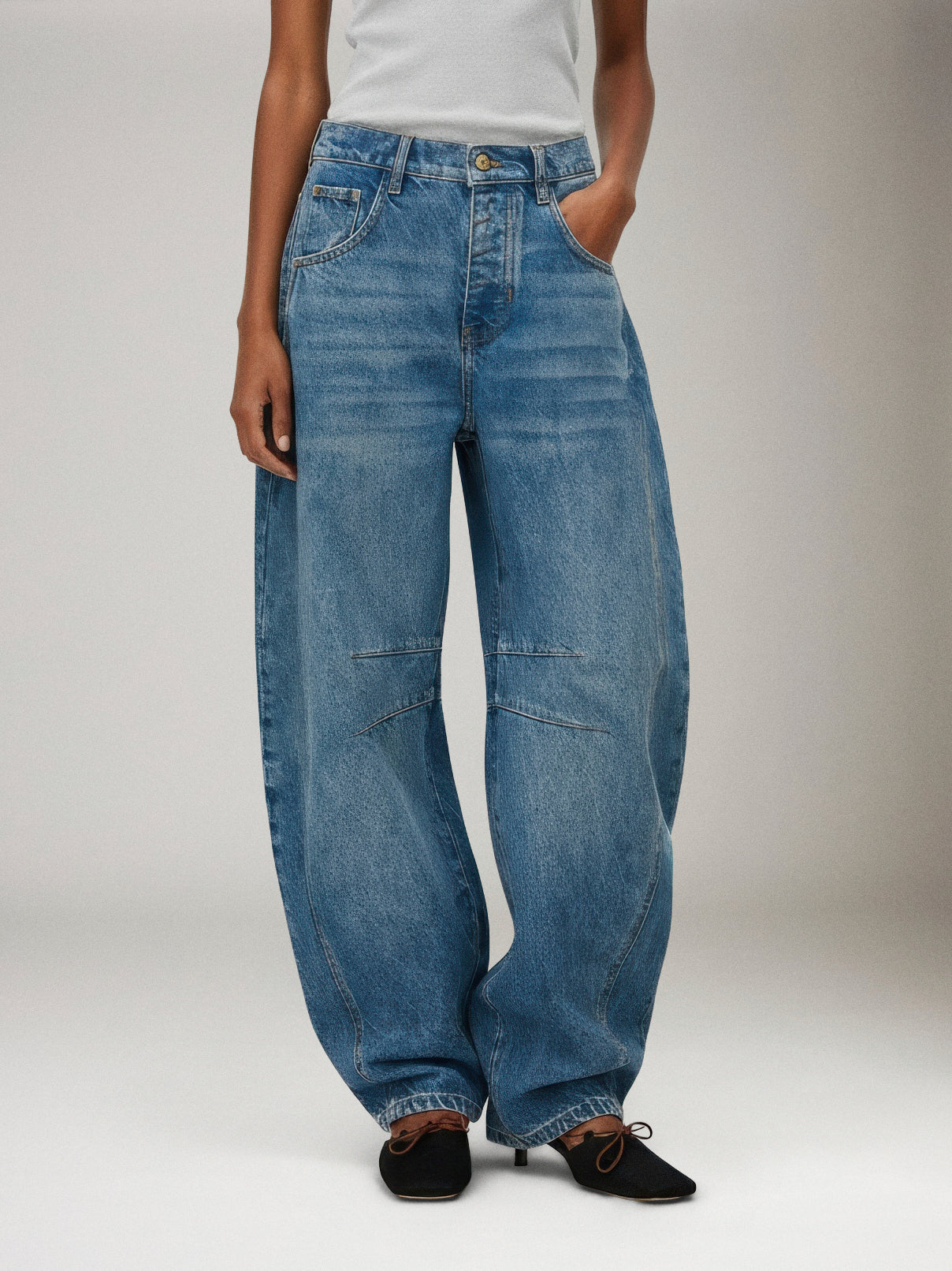 FREE PEOPLE - Good Luck Barrel Jeans - Ultra Light Beam - 