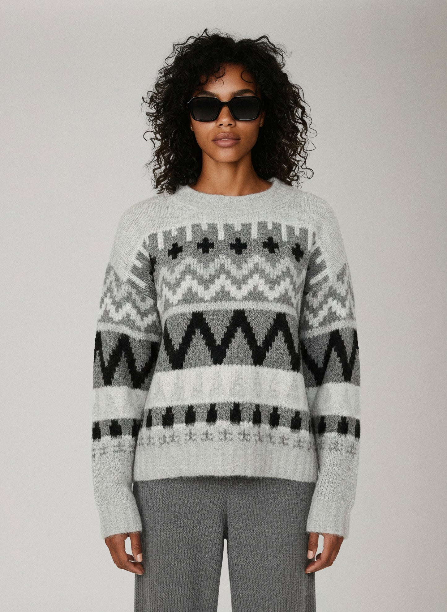 LYLA + LUXE - Landen Fair Isle Crewneck Pullover Sweater - 