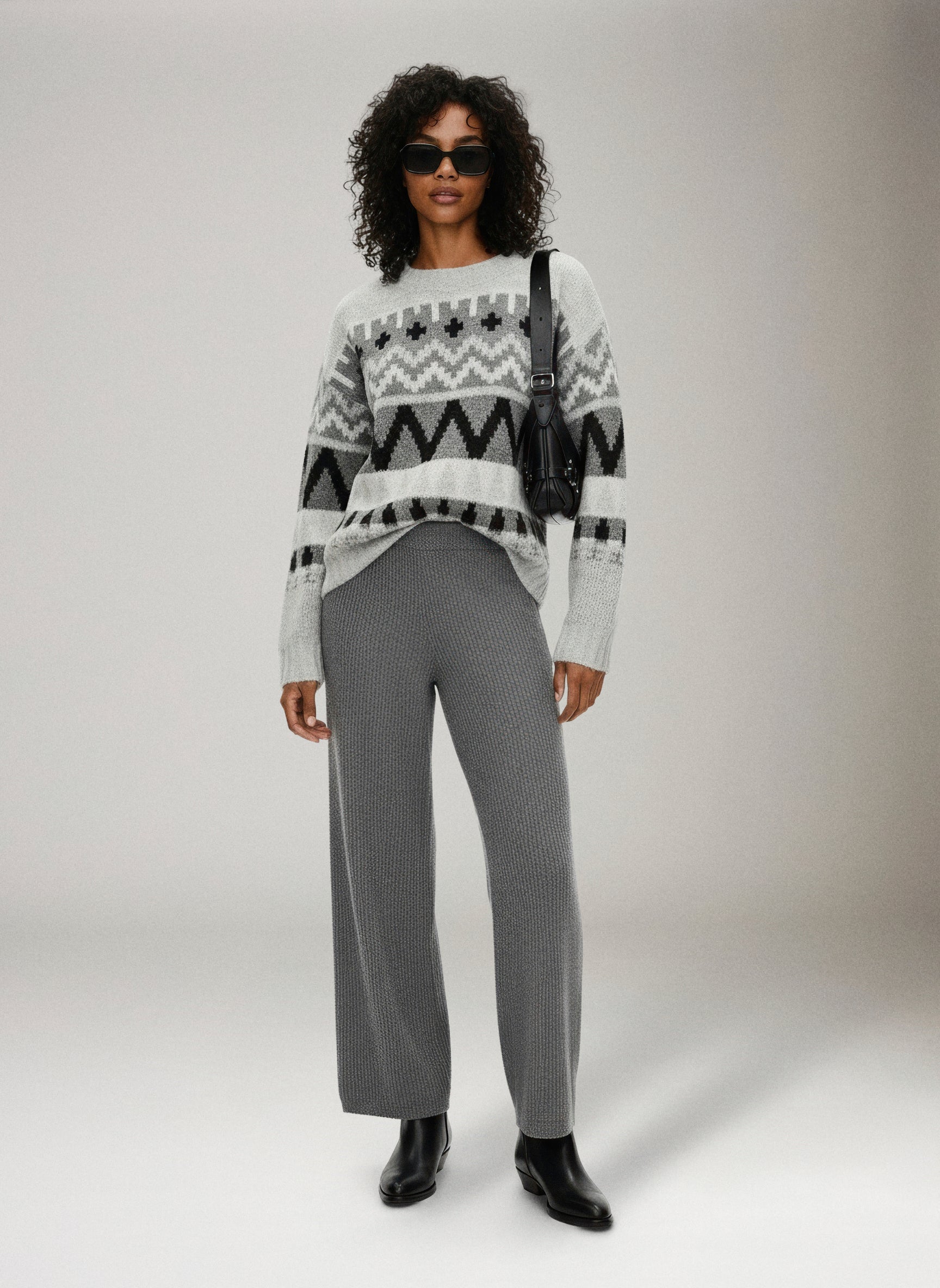 LYLA + LUXE - Landen Fair Isle Crewneck Pullover Sweater - 