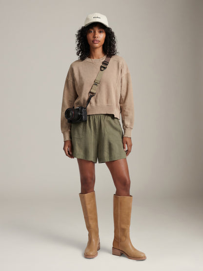 MONK & LOU - Emit Relaxed Shorts - Mocha Olive