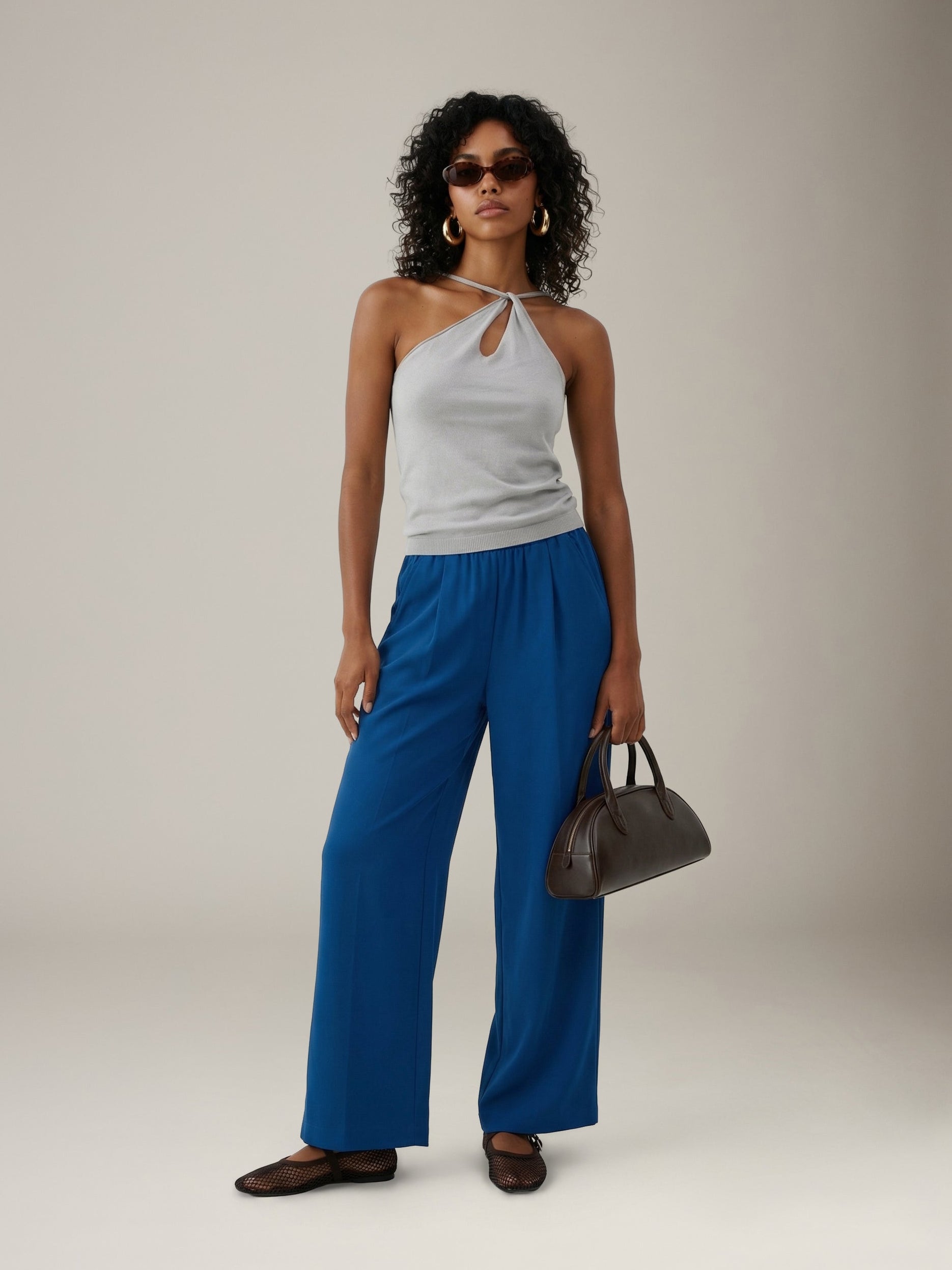 MONK & LOU - Keri Washable Crepe Relaxed Trousers - Navy Ink
