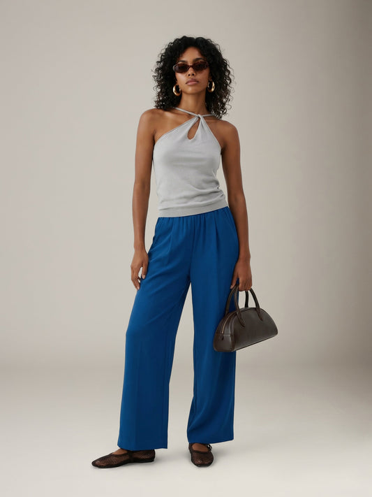 MONK & LOU - Keri Washable Crepe Relaxed Trousers - Navy Ink