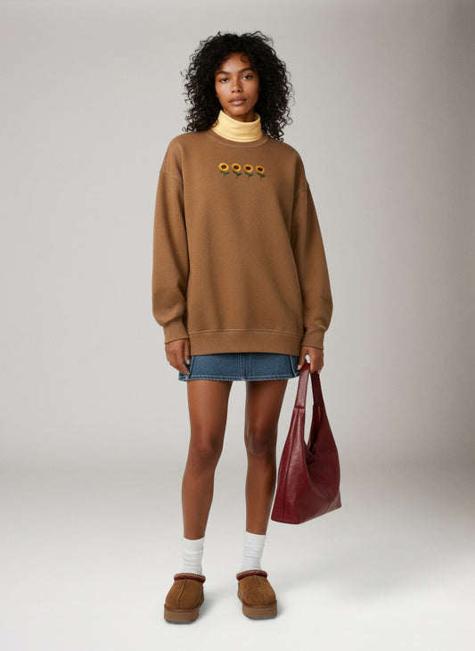 Sunflower Embroidery Sweatshirt