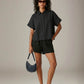 MONK & LOU - Camile Polo Top - Washed Black