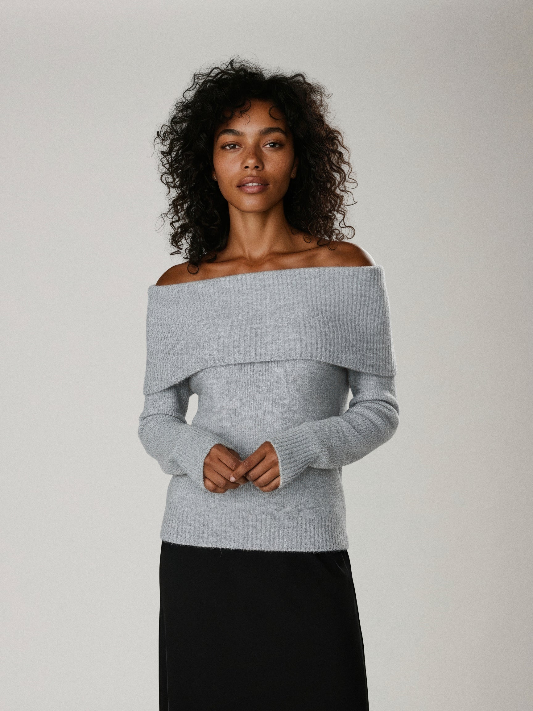 LOVEFINN - Angelique Off Shoulder Pullover Sweater - 