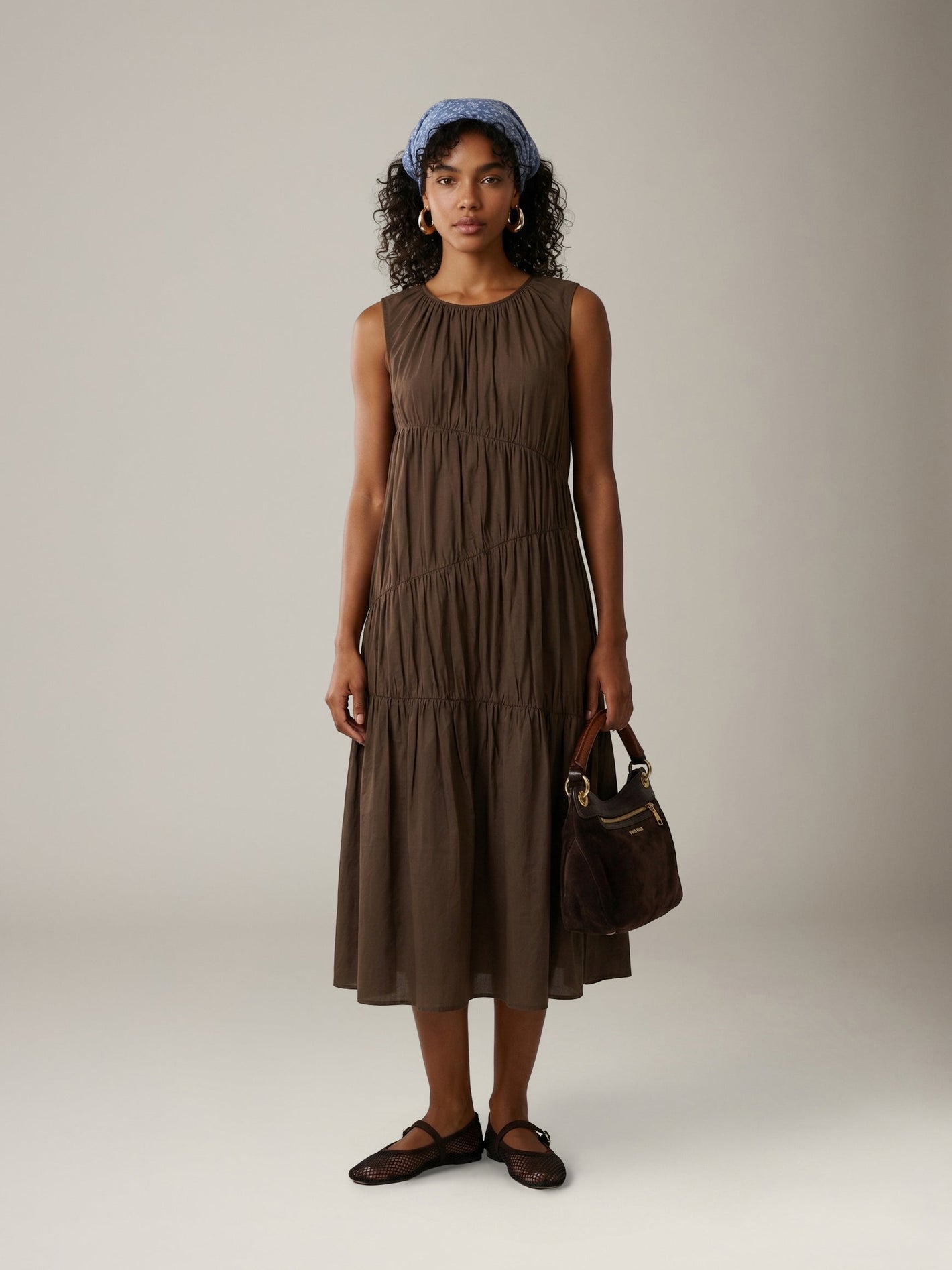 LOVEFINN - Asymmetrical Loose Maxi Dress - Brown
