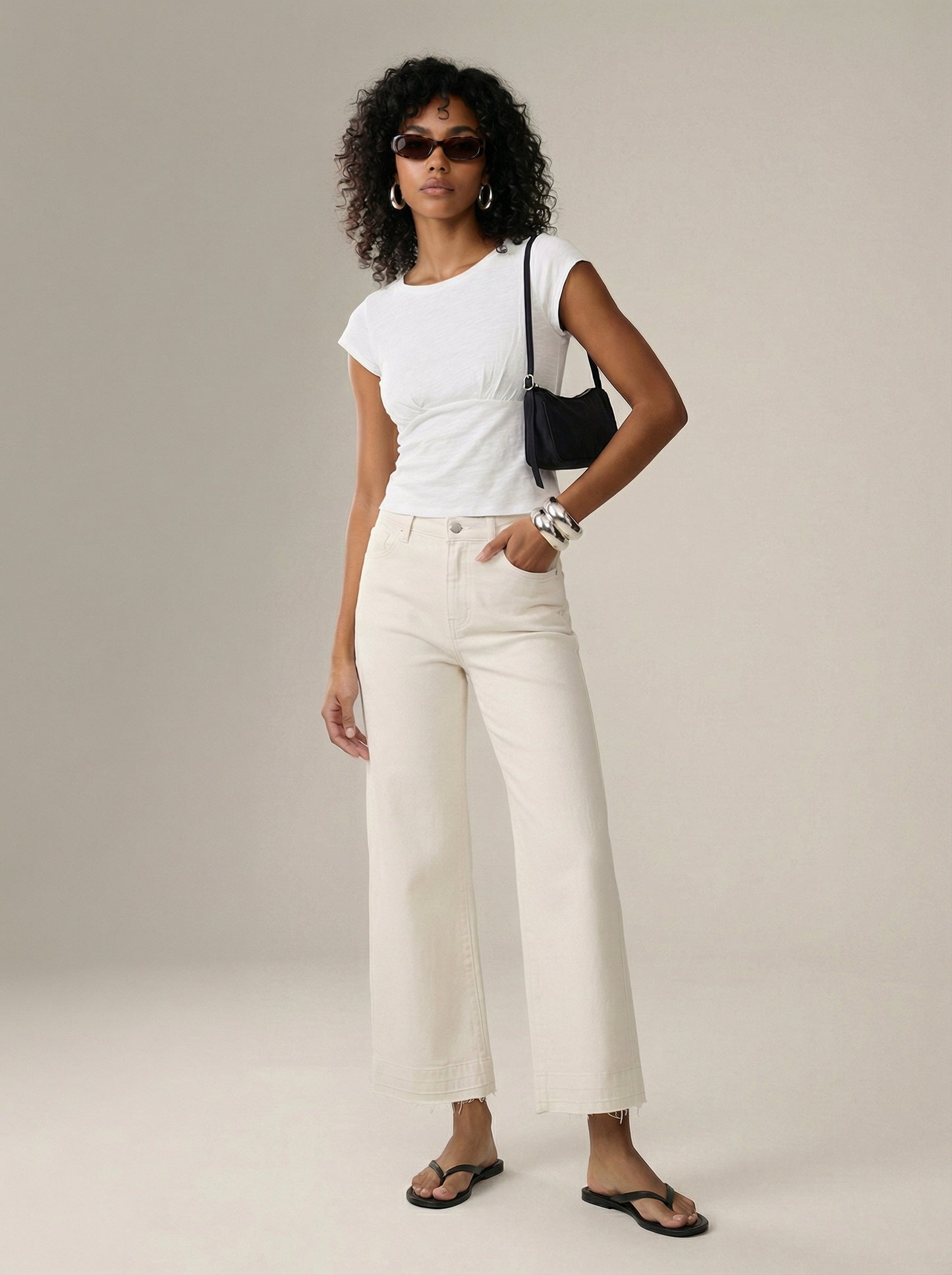 WARP & WEFT - ICN Crop Wide Leg Jeans - 