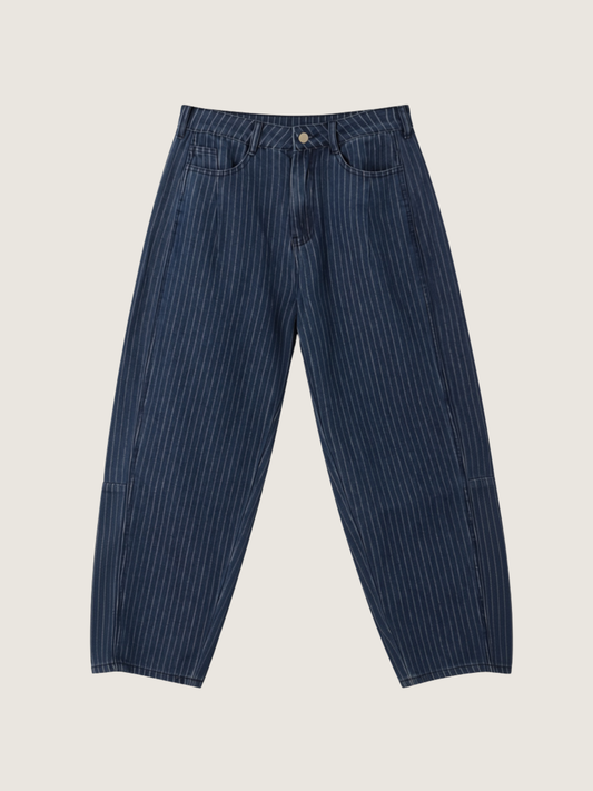 Pinstripe Barrel Denim Pants