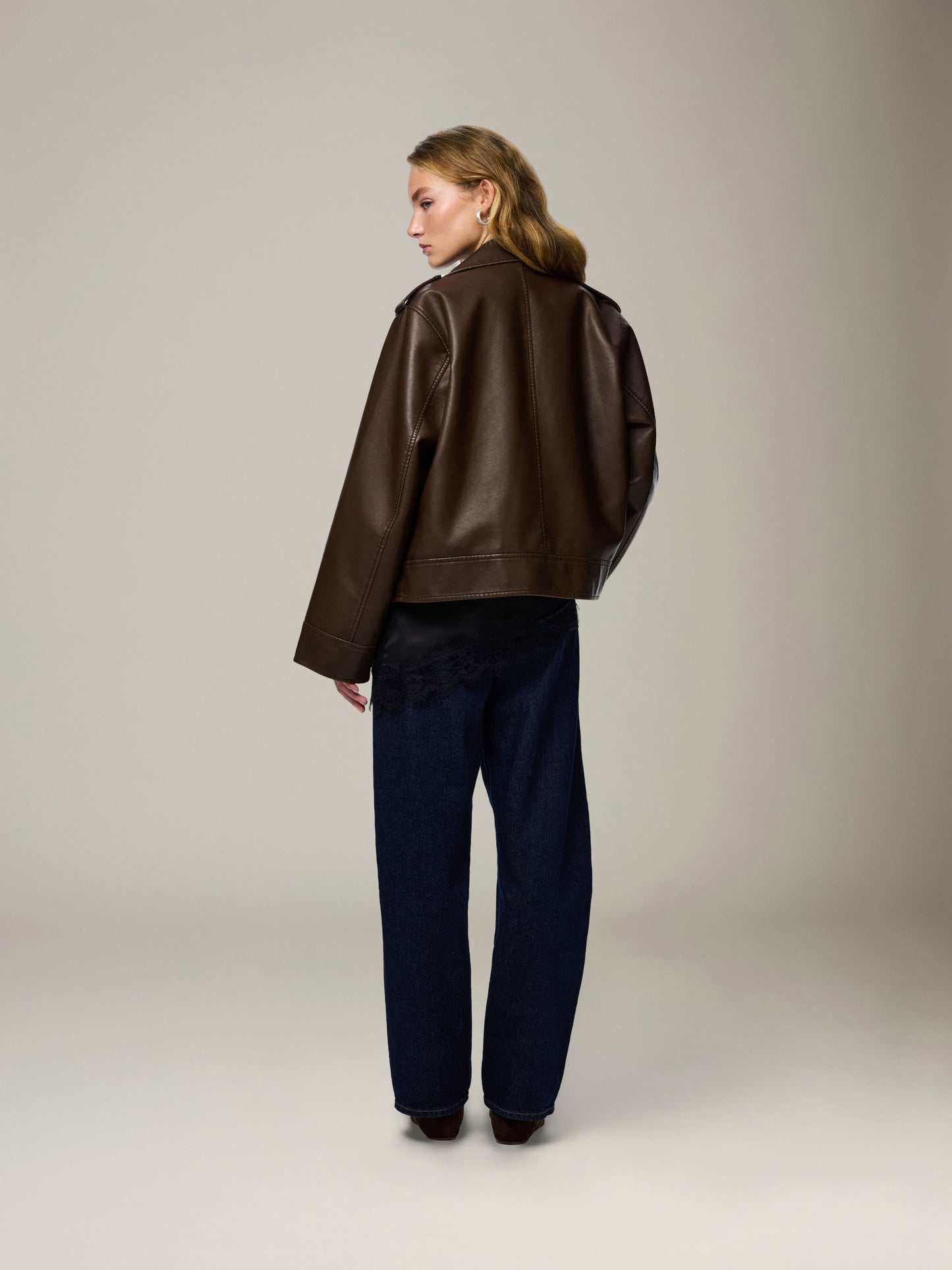 PIECES - Josie Faux Leather Biker Jacket - 