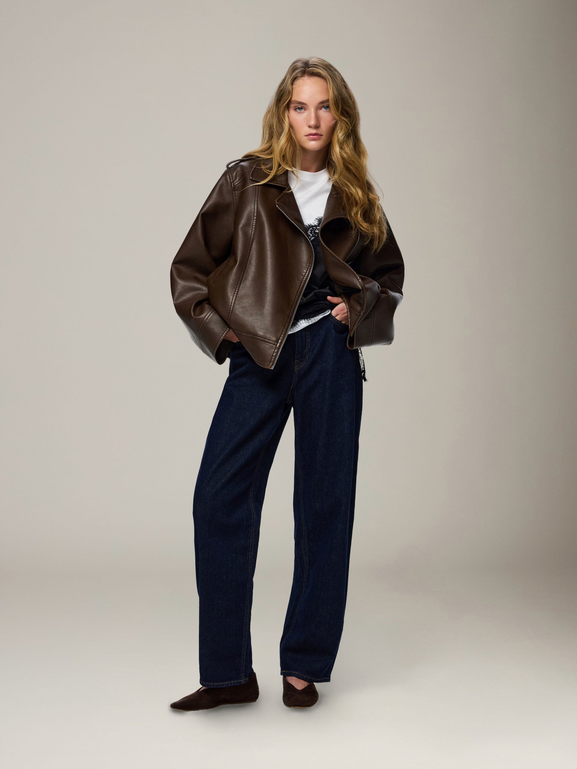 PIECES - Josie Faux Leather Biker Jacket - 