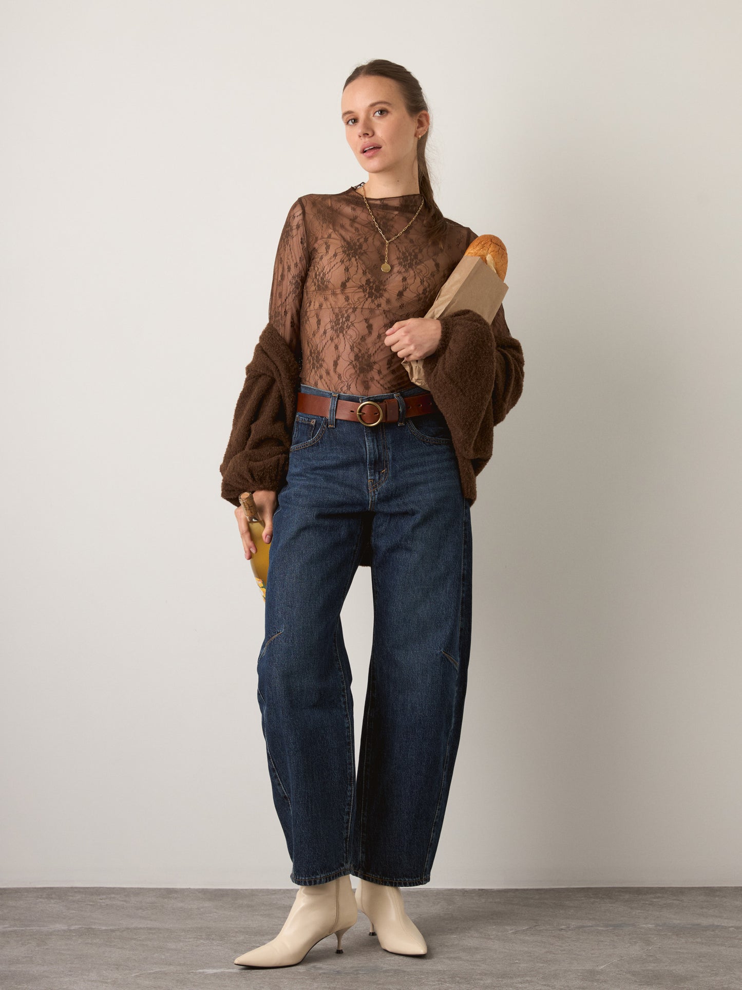 PROPAGANDA - Rachel Lace Mockneck Top - Brown