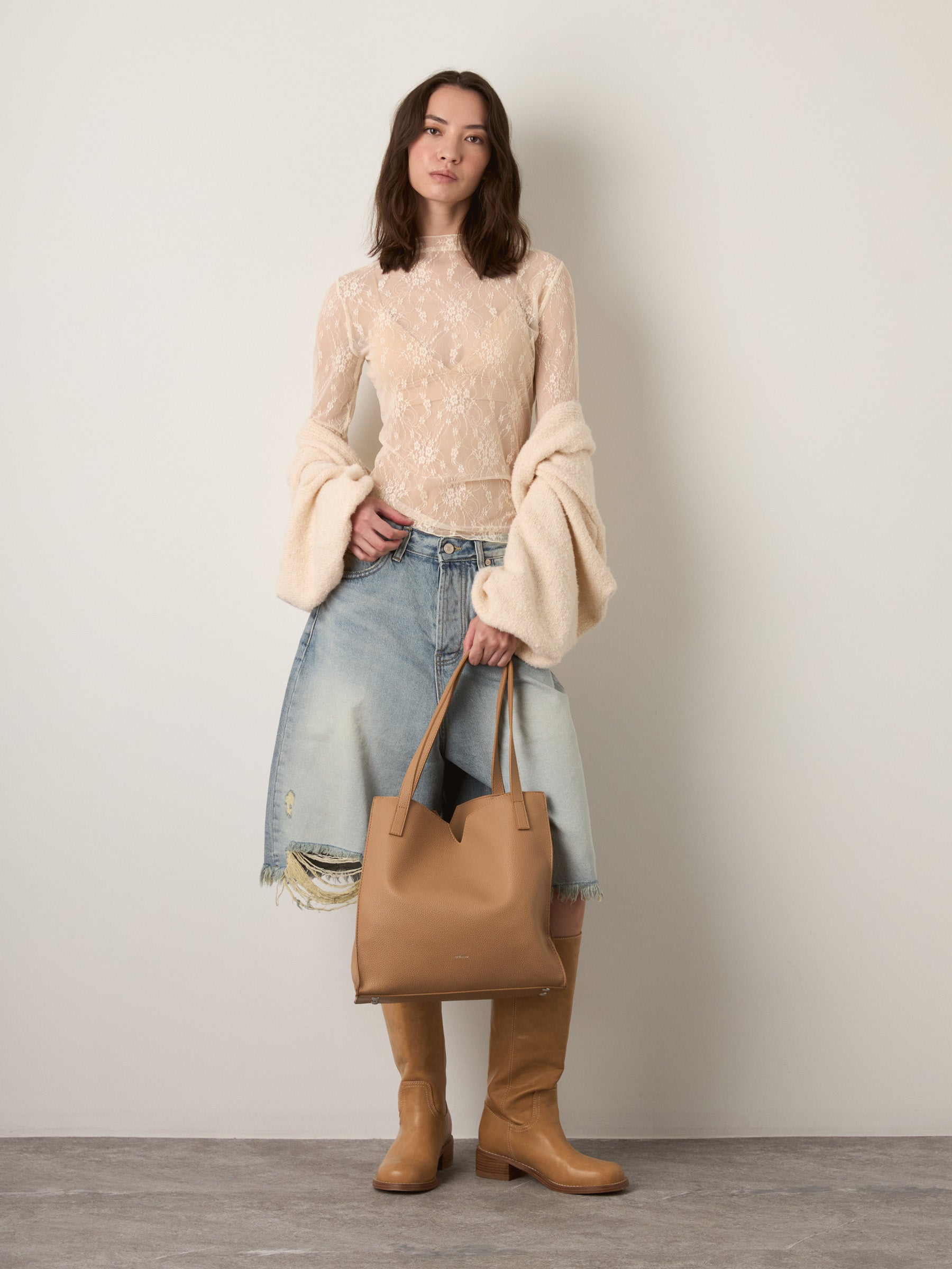 PROPAGANDA - Rachel Lace Mockneck Top - Creampuff