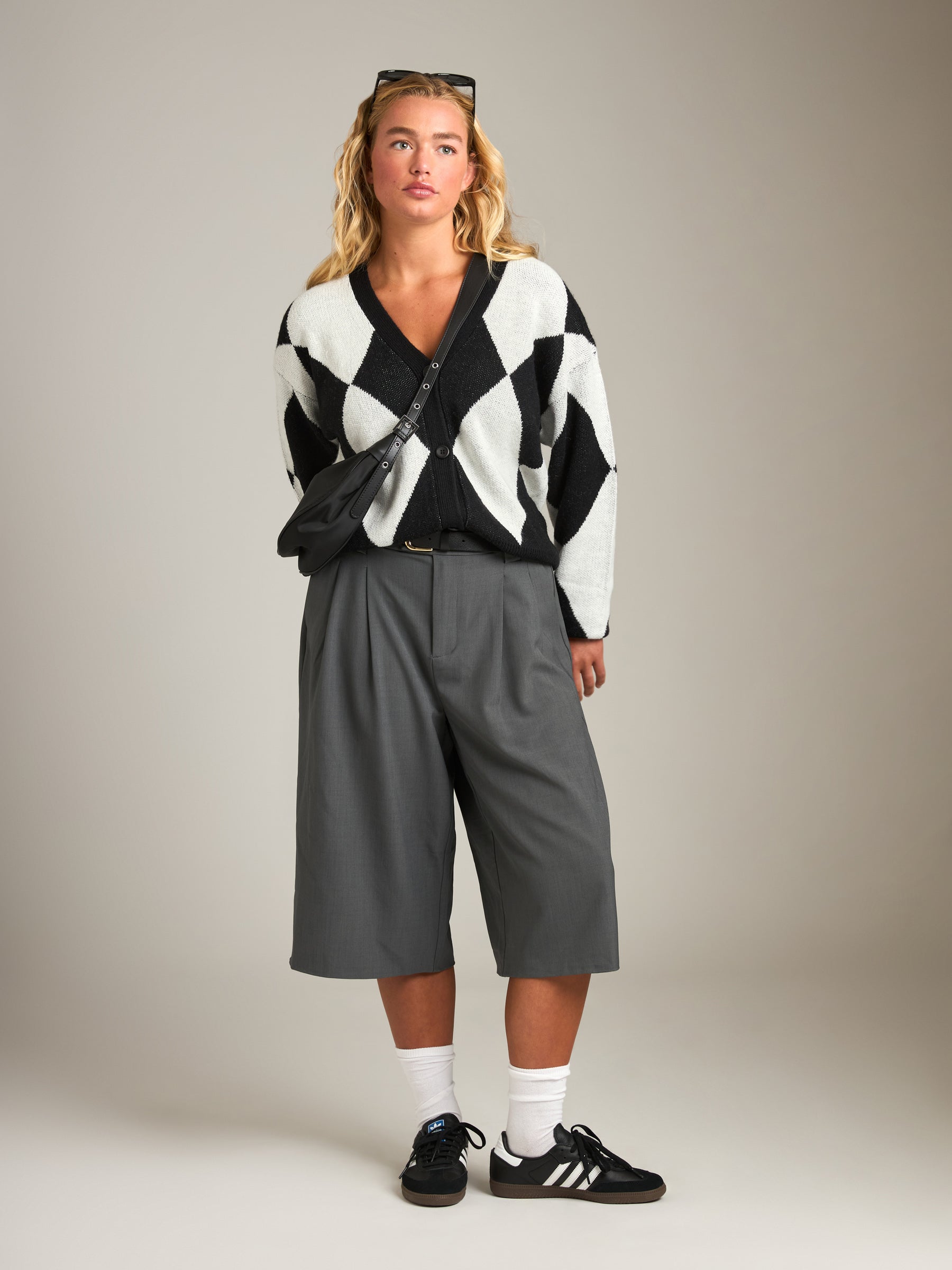 PROPAGANDA - Oliver Argyle Check Cardigan - Black Ivory
