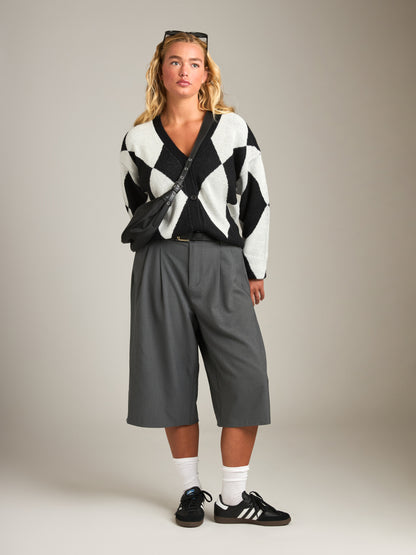 PROPAGANDA - Oliver Argyle Check Cardigan - Black Ivory