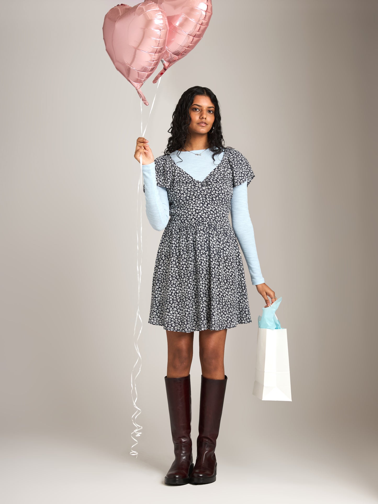 PROPAGANDA - Laila Twist Mini Dress - Ink Floral