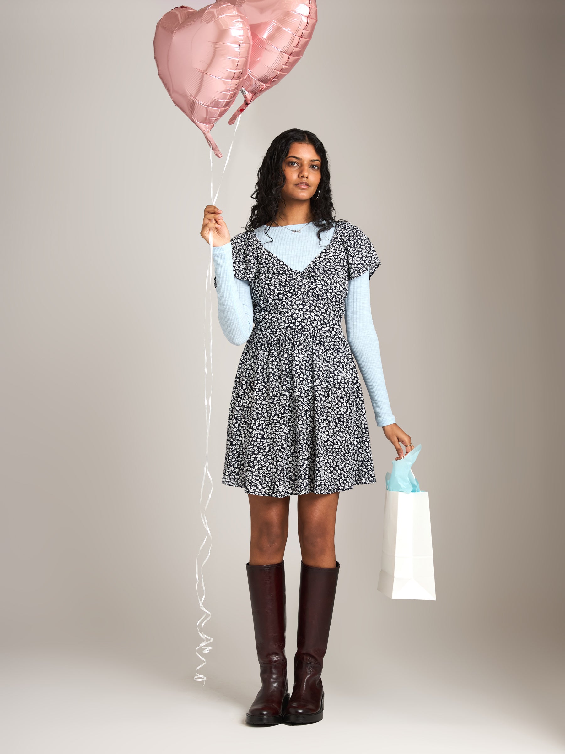 PROPAGANDA - Laila Twist Mini Dress - Ink Floral