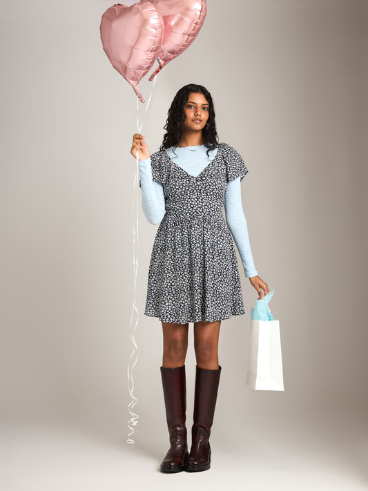 PROPAGANDA - Laila Twist Mini Dress - Ink Floral