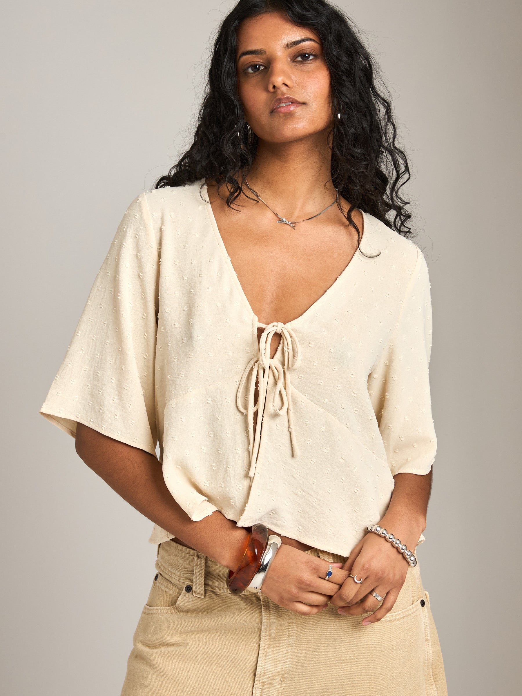 MONK & LOU - Margo Double Tie Blouse - 