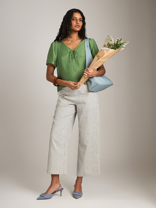 PROPAGANDA - Mello Tie Peephole Top - Cactus Green