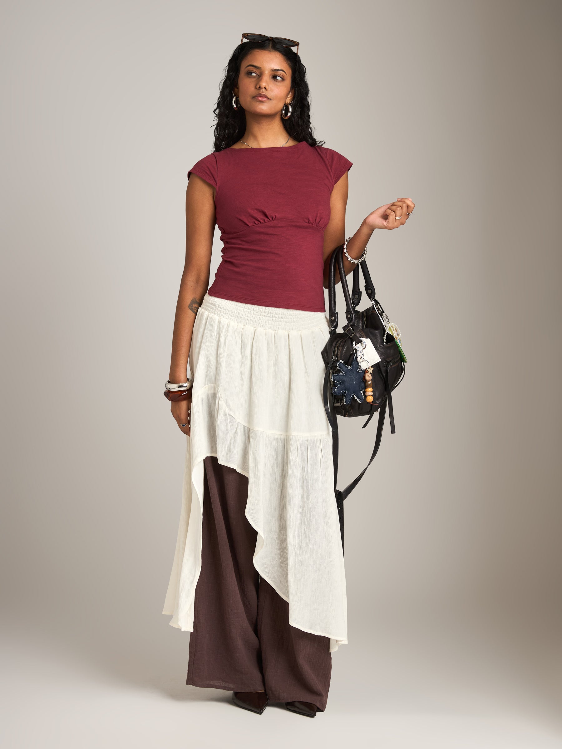 PROPAGANDA - Mimi Cap Sleeve Baby Tee - Cranberry